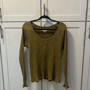 Knox Rose Olive Long Sleeve Ribbed Top